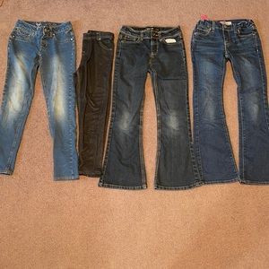 Justice skinny jeans, Levi & Jordache flare jeans size 10